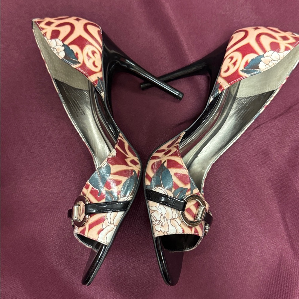 Carlos Santana Open-Toe Heels Red, Pink, Blue with Silver Buckle - Size 8 - Picture 7 of 8